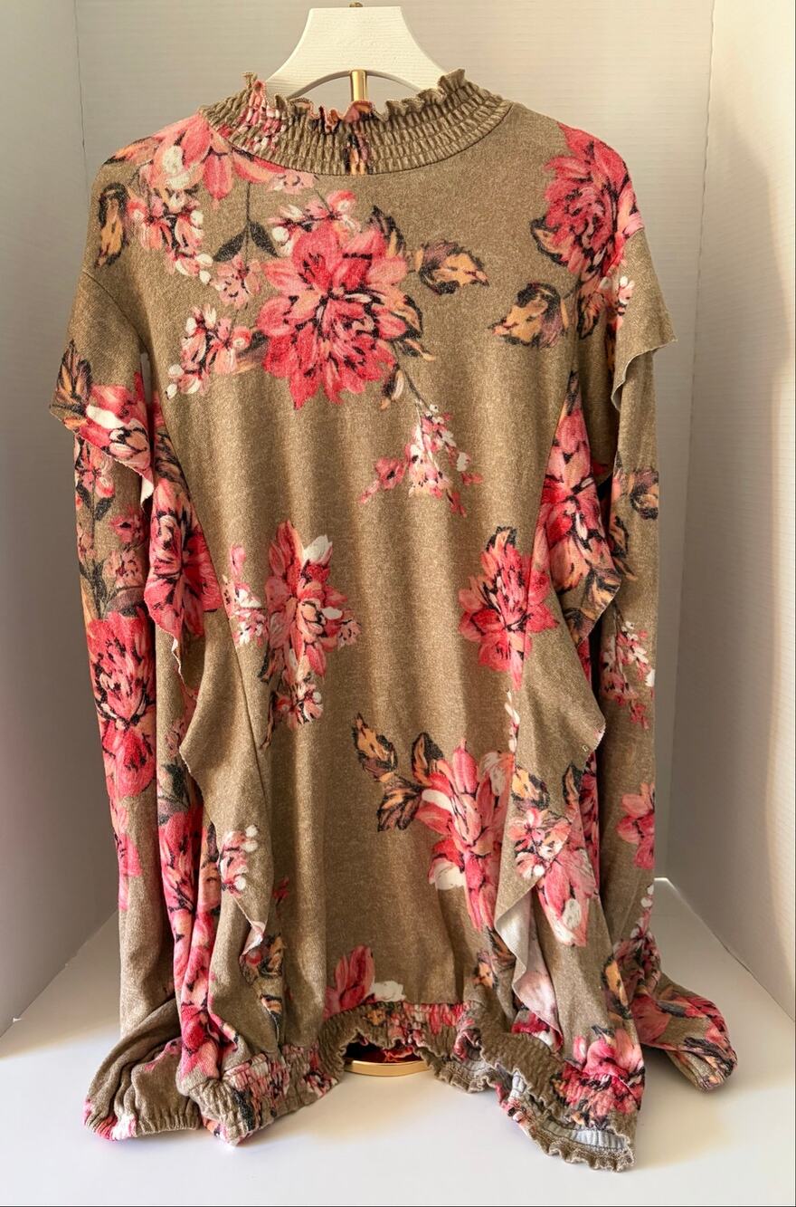 NWT Maurices Brown & Pink Floral Sweater Size 3X - Great for Fall!